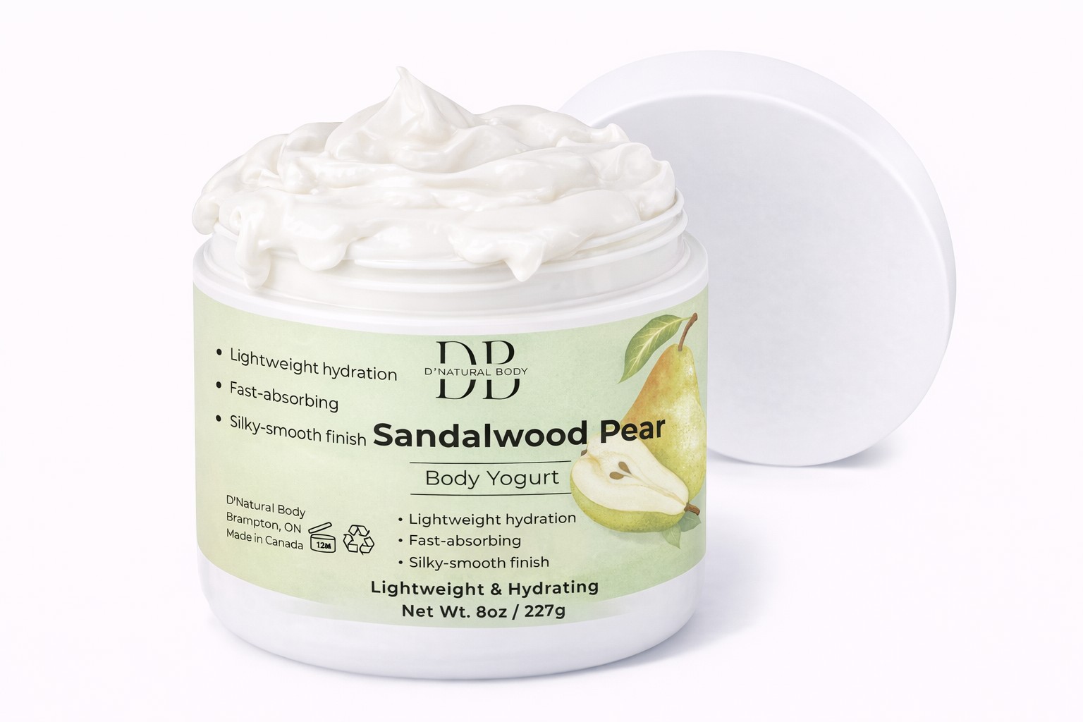 Sandalwood Pear Body Yogurt open jar