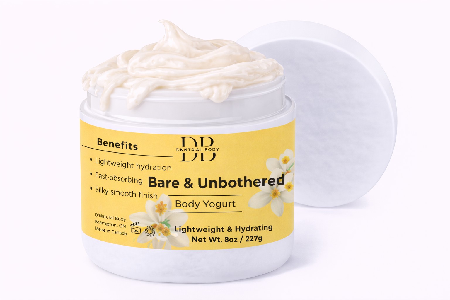 Bare & Unbothered Body Yogurt open jar