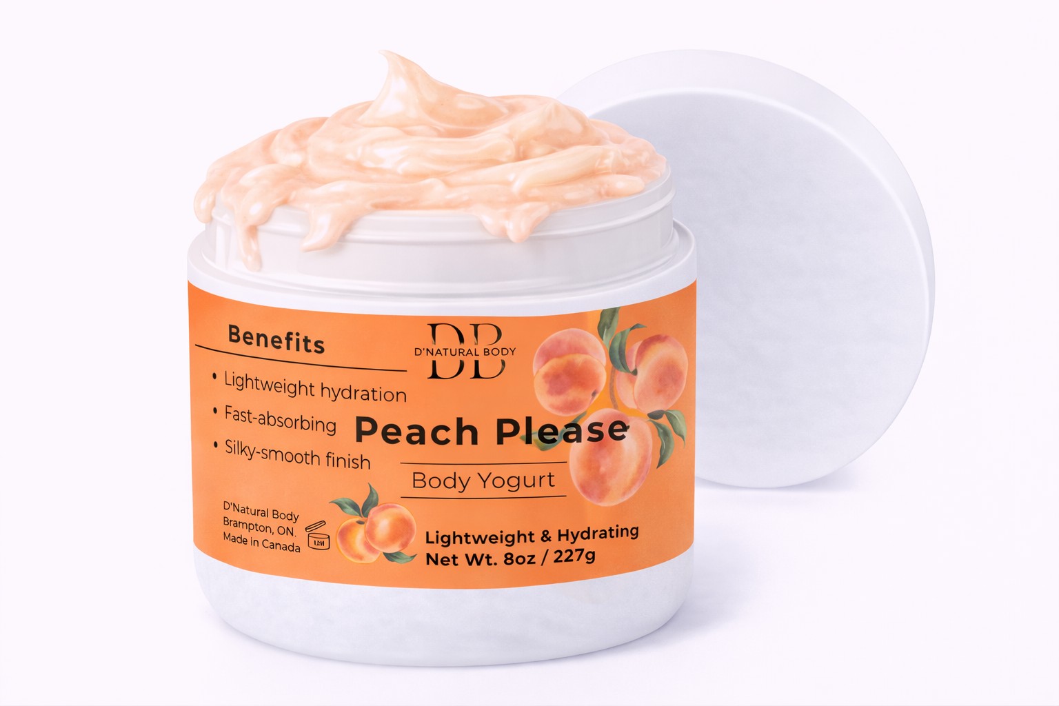 Peach Please Body Yogurt open jar